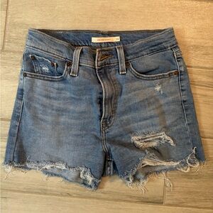 Distressed Blue Denim Levi's Jean Shorts